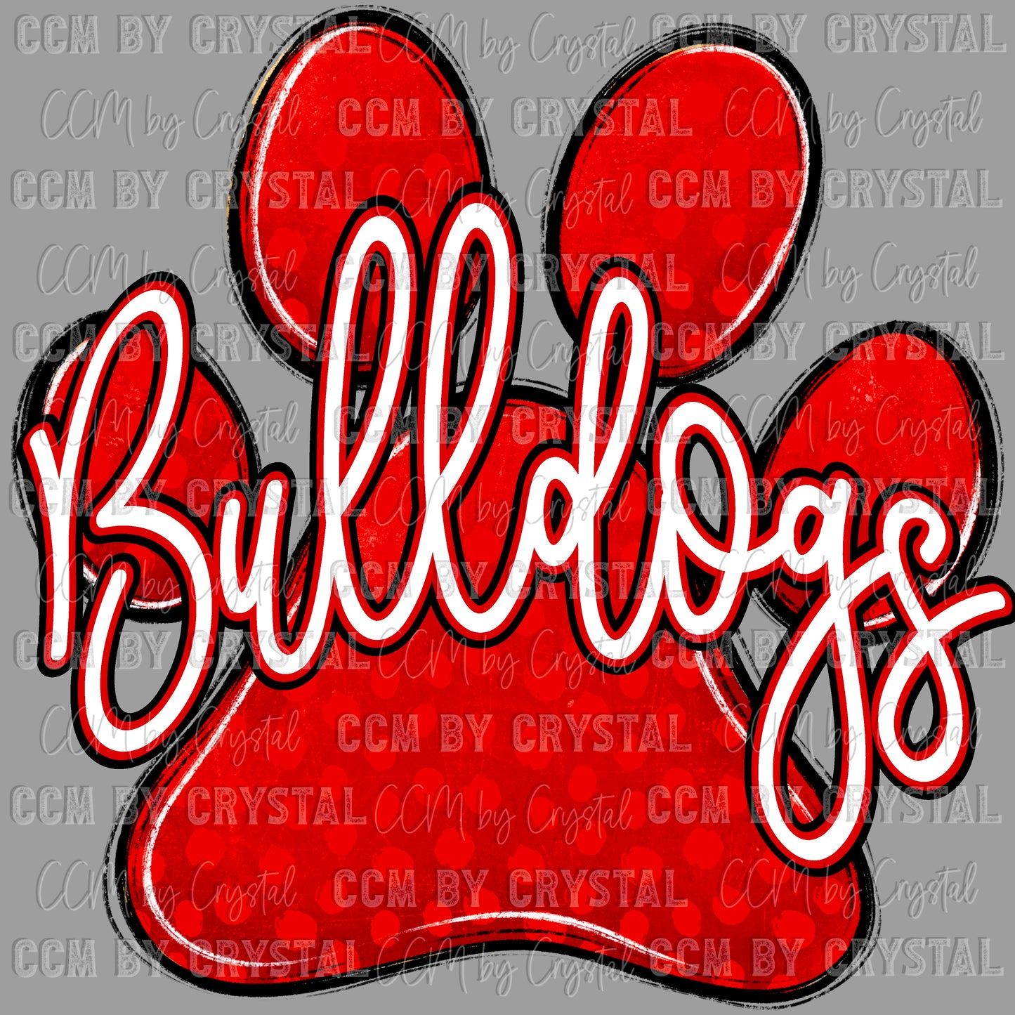Bulldogs Paw red Mascot Ready to Press Transfer DTF Transfer Sublimation Transfer