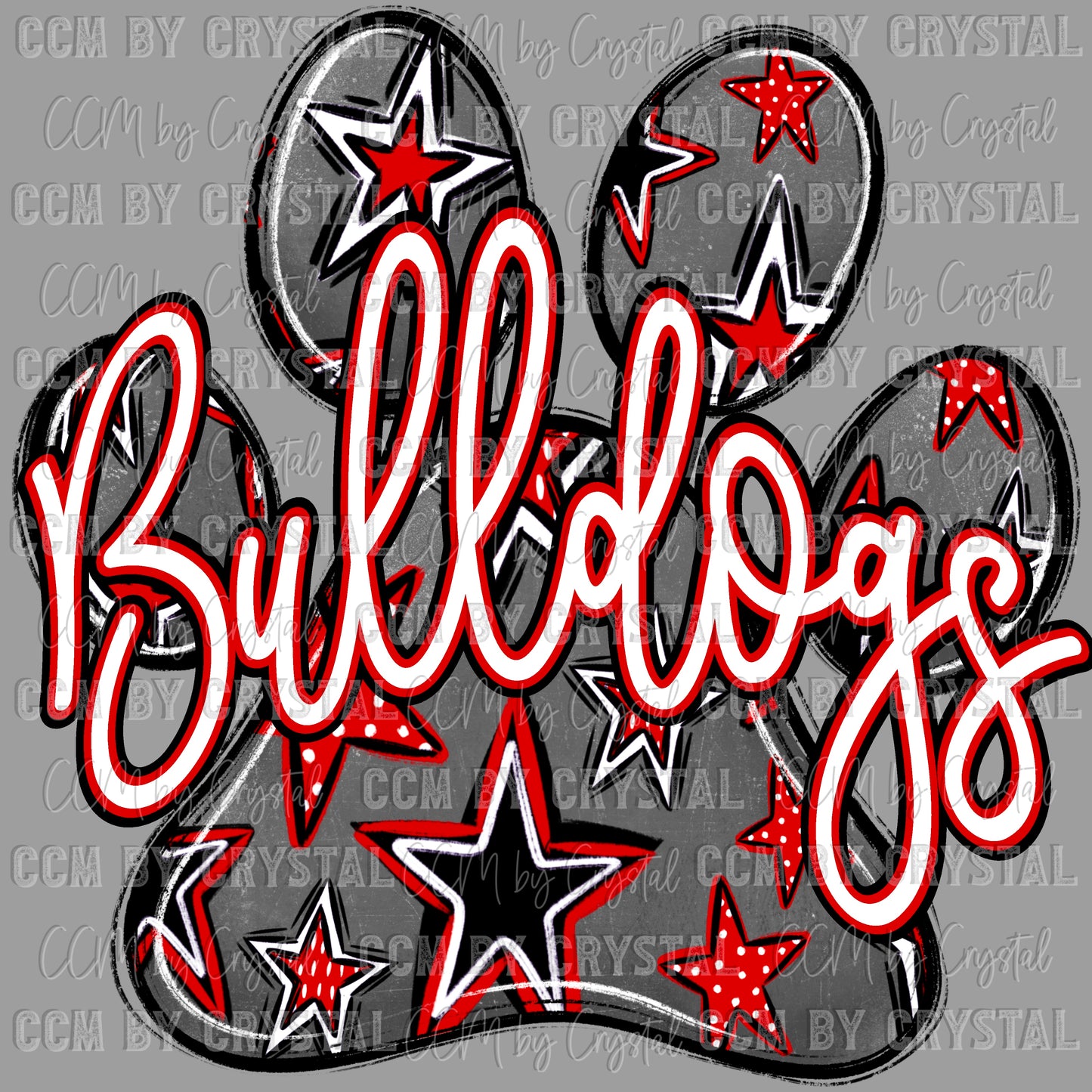 Bulldogs Paw red Mascot Ready to Press Transfer DTF Transfer Sublimation Transfer