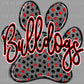 Bulldogs Paw red Mascot Ready to Press Transfer DTF Transfer Sublimation Transfer