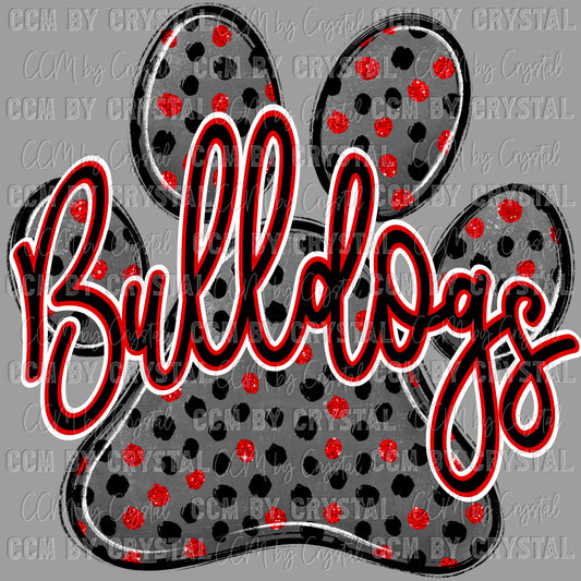 Bulldogs Paw red Mascot Ready to Press Transfer DTF Transfer Sublimation Transfer