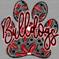 Bulldogs Paw red flowers Mascot Ready to Press Transfer DTF Transfer Sublimation Transfer