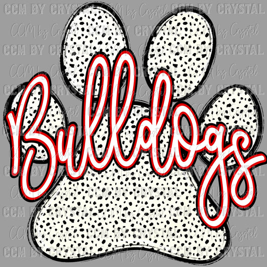 Bulldogs Paw Mascot Red Ready to Press Transfer DTF Transfer Sublimation Transfer