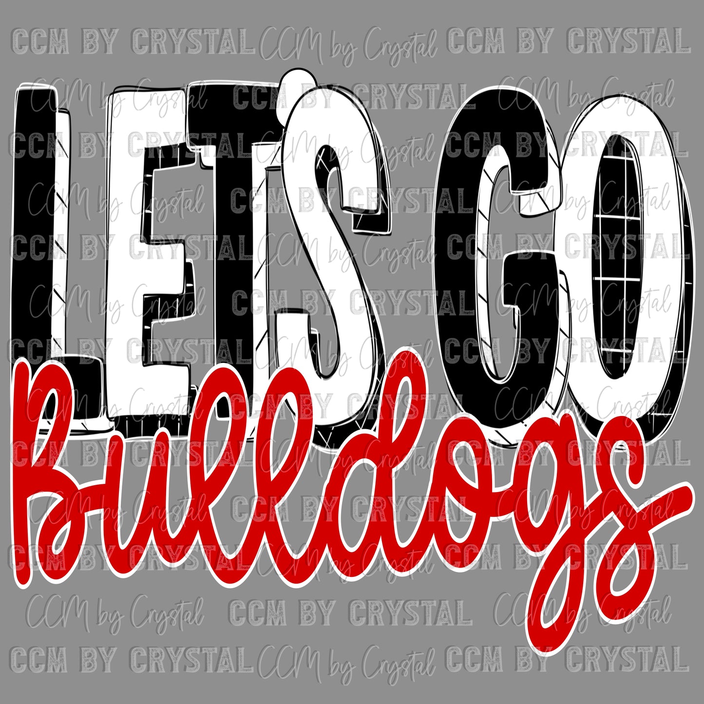 Let’s Go Bulldogs red Mascot Ready to Press Transfer DTF Transfer Sublimation Transfer