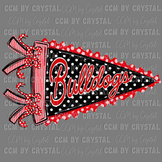 Bulldogs Pennant red Mascot Ready to Press Transfer DTF Transfer Sublimation Transfer