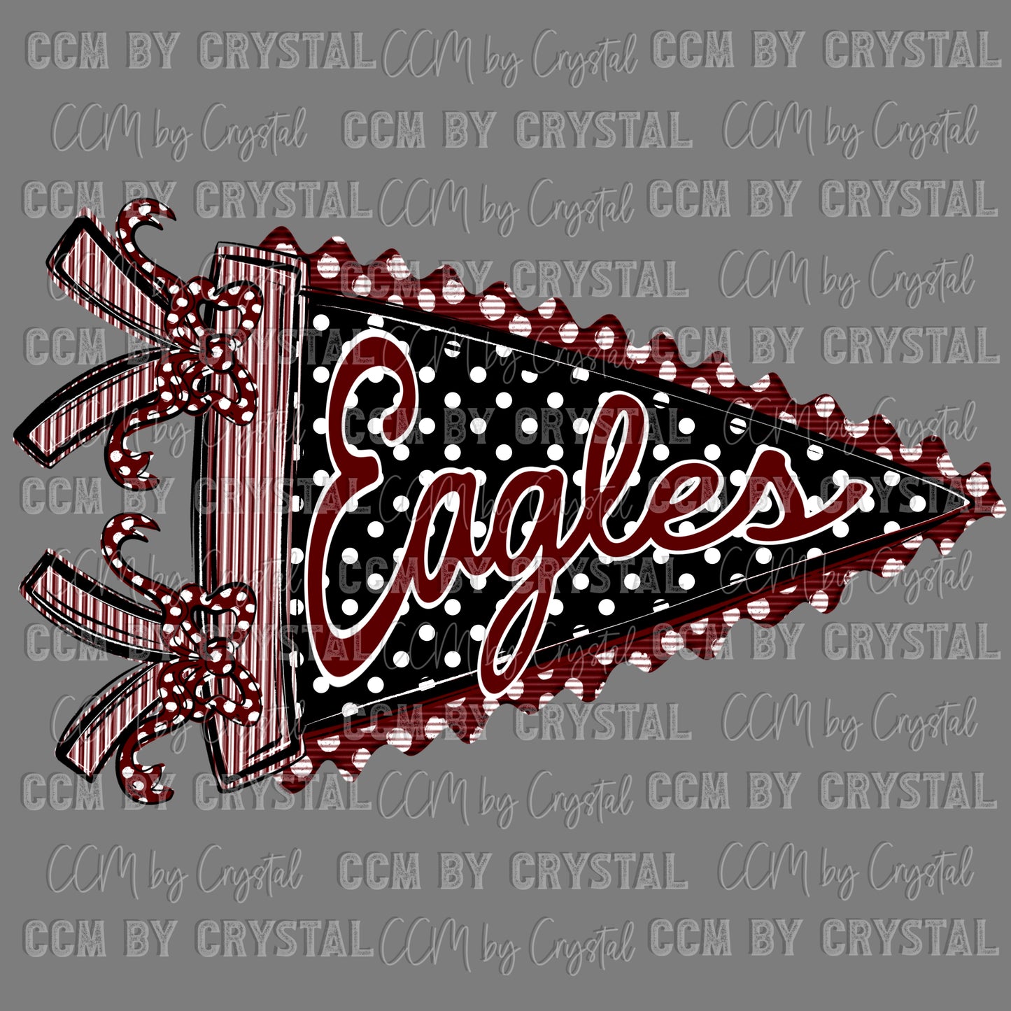 Eagles Pennant Mascot Maroon Ready to Press Transfer DTF Transfer Sublimation Transfer