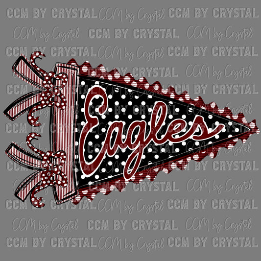 Eagles Pennant Mascot Maroon Ready to Press Transfer DTF Transfer Sublimation Transfer