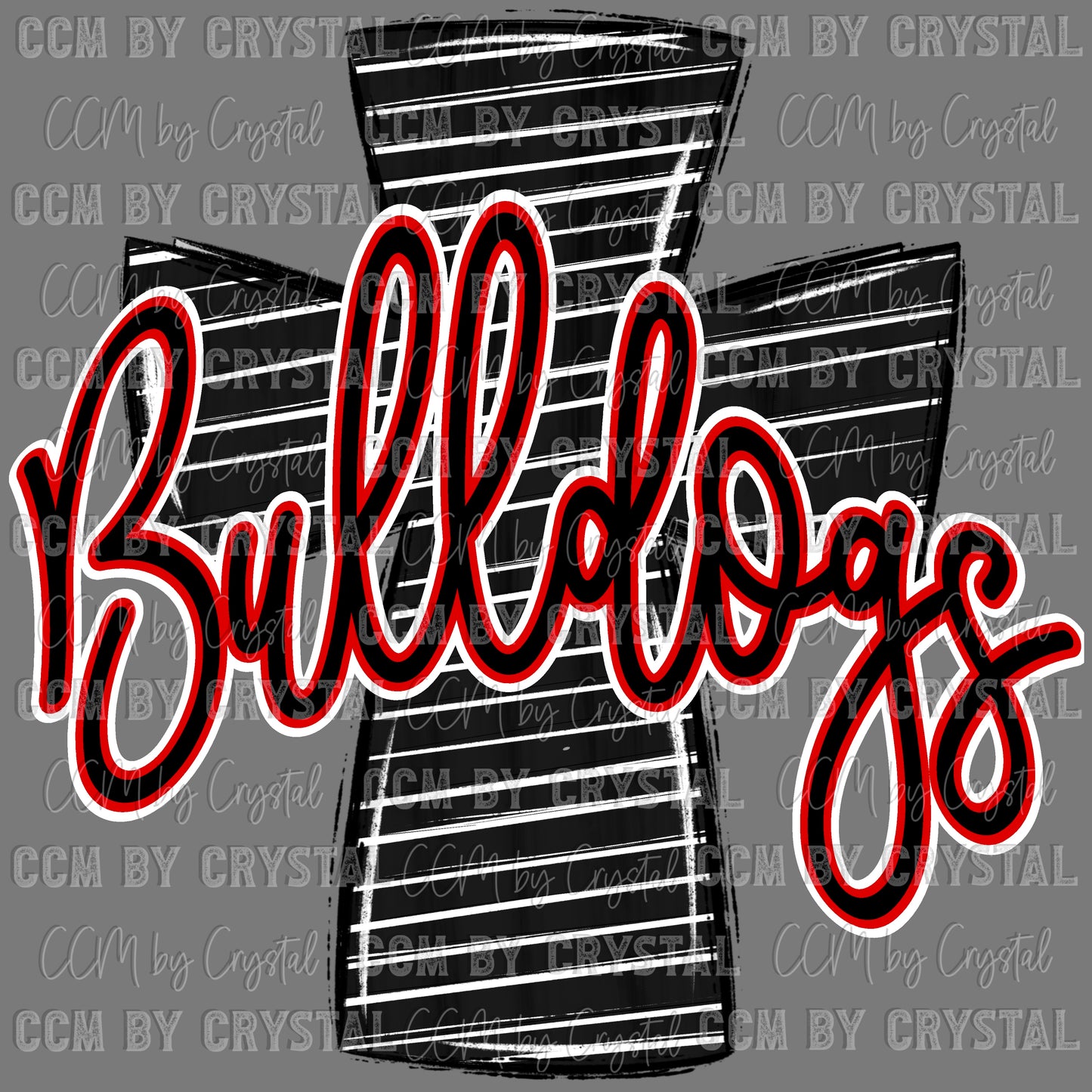 Bulldogs Cross Red Mascot Ready to Press Transfer DTF Transfer Sublimation Transfer