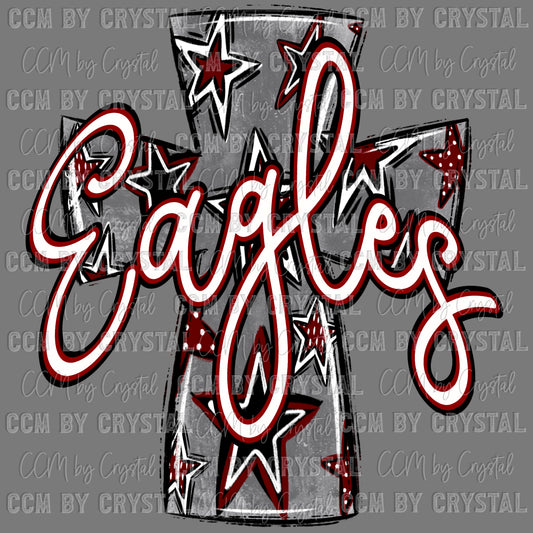 Eagles Cross Maroon Mascot Ready to Press Transfer DTF Transfer Sublimation Transfer