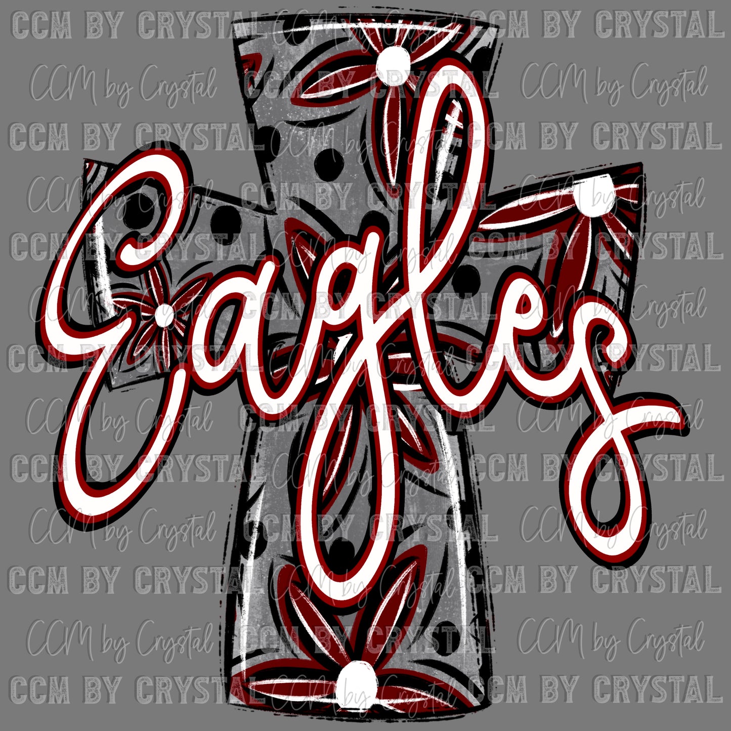 Eagles Cross Maroon Mascot Ready to Press Transfer DTF Transfer Sublimation Transfer