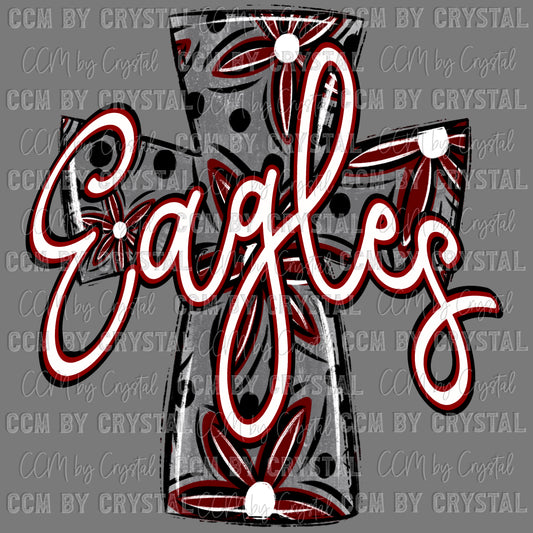 Eagles Cross Maroon Mascot Ready to Press Transfer DTF Transfer Sublimation Transfer