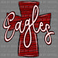 Eagles Cross Maroon Mascot Ready to Press Transfer DTF Transfer Sublimation Transfer