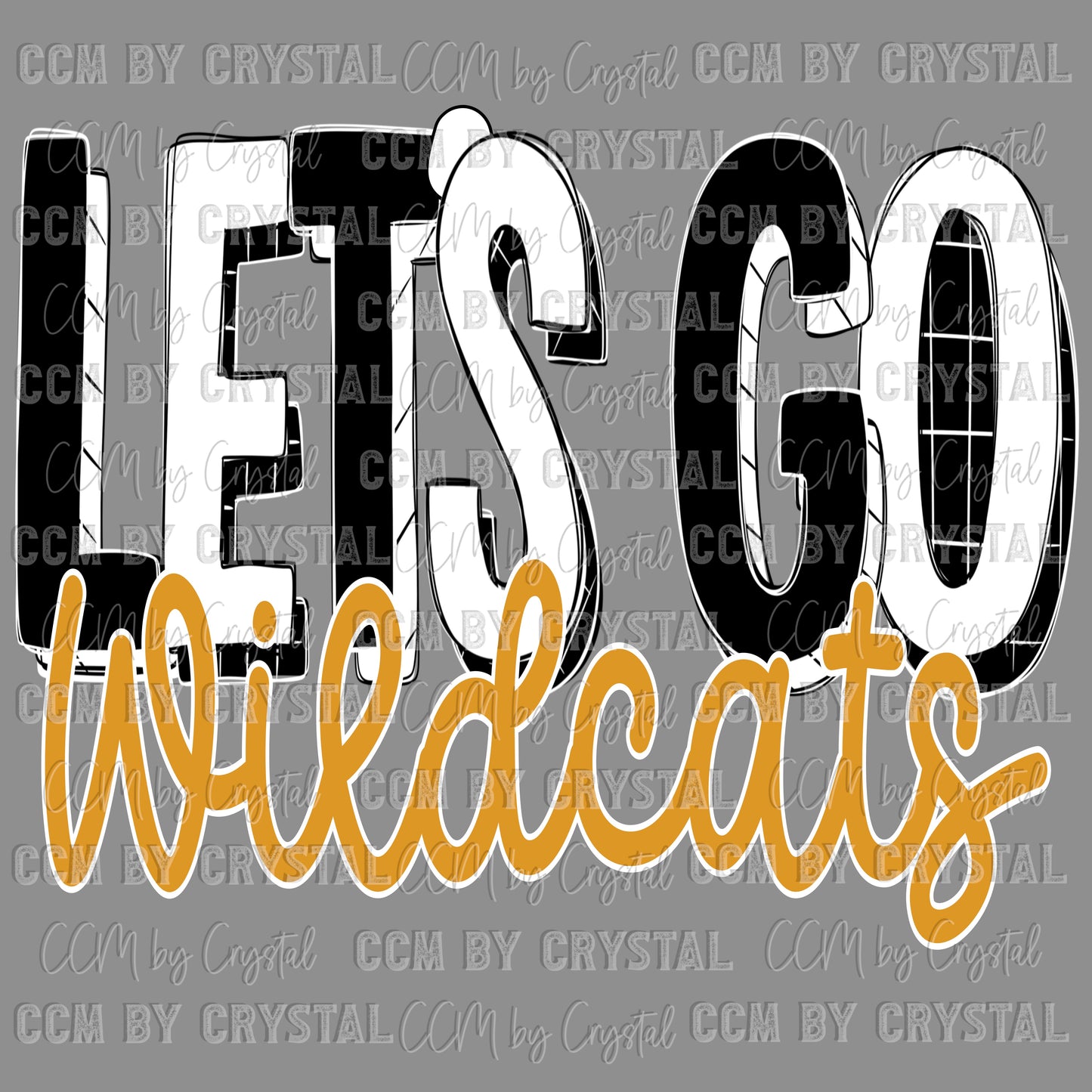 Let’s Go Wildcats Gold Mascot Ready to Press Transfer DTF Transfer Sublimation Transfer