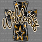 Wildcats Cross Gold Mascot Ready to Press Transfer DTF Transfer Sublimation Transfer