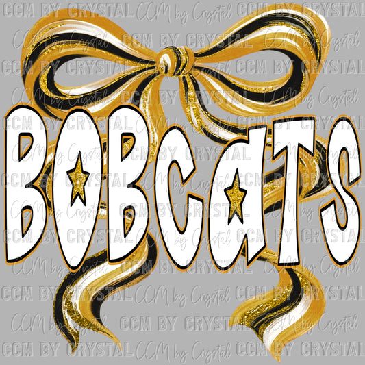 Bobcats Gold Bow Mascot Ready to Press Transfer DTF Transfer Sublimation Transfer