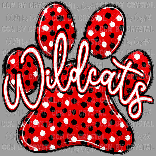 Wildcats Mascot Red PawReady to Press Transfer DTF Transfer Sublimation Transfer
