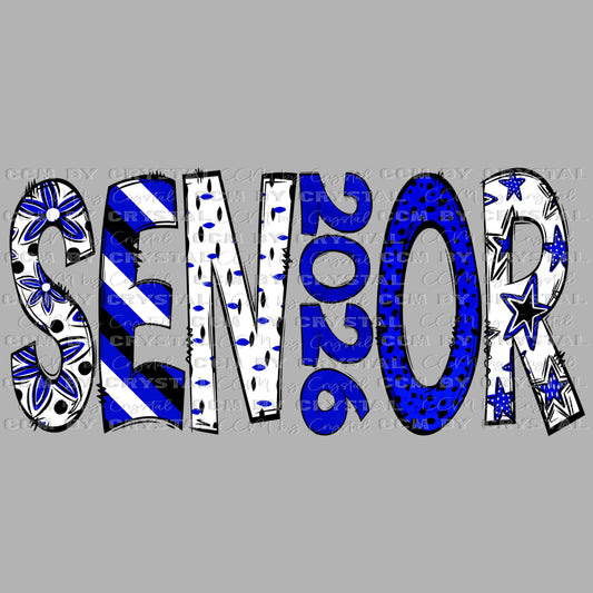 Senior 2026 Blue Ready to Press Transfer DTF Transfer Sublimation Transfer
