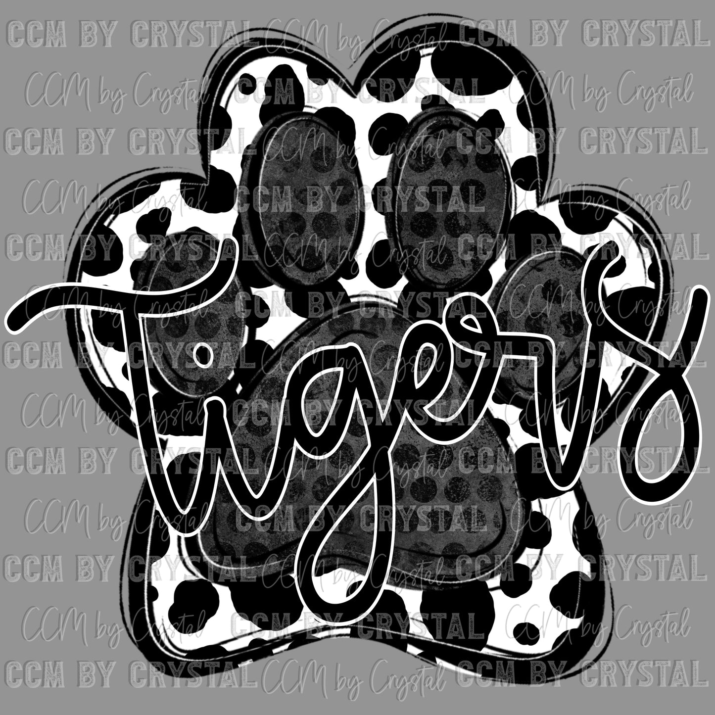 Tigers Mascot Paw Black Ready to Press Transfer DTF Transfer Sublimation Transfer