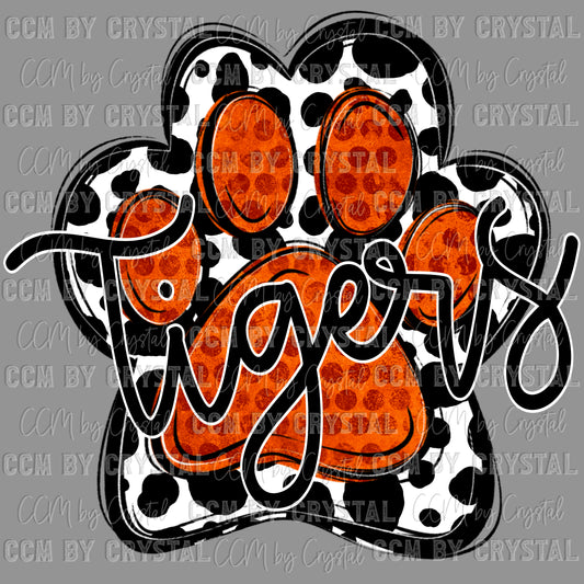 Tigers Mascot Paw Orange Ready to Press Transfer DTF Transfer Sublimation Transfer