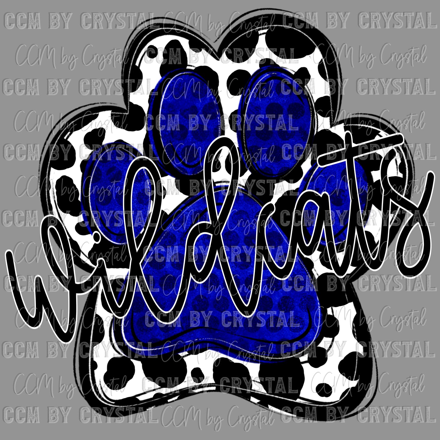 Wildcats Mascot Paw Blue Ready to Press Transfer DTF Transfer Sublimation Transfer