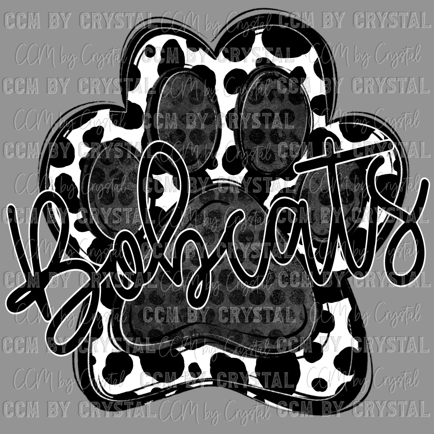 Bobcats Mascot Paw Black Ready to Press Transfer DTF Transfer Sublimation Transfer