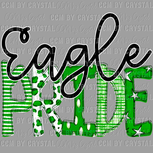 Eagle Pride Green Doodle Ready to Press Transfer DTF Transfer Sublimation Transfer