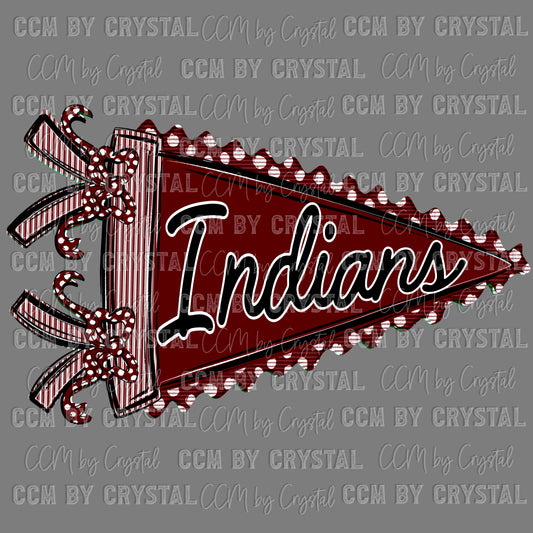 Indians Pennant Maroon Ready to Press Transfer DTF Transfer Sublimation Transfer