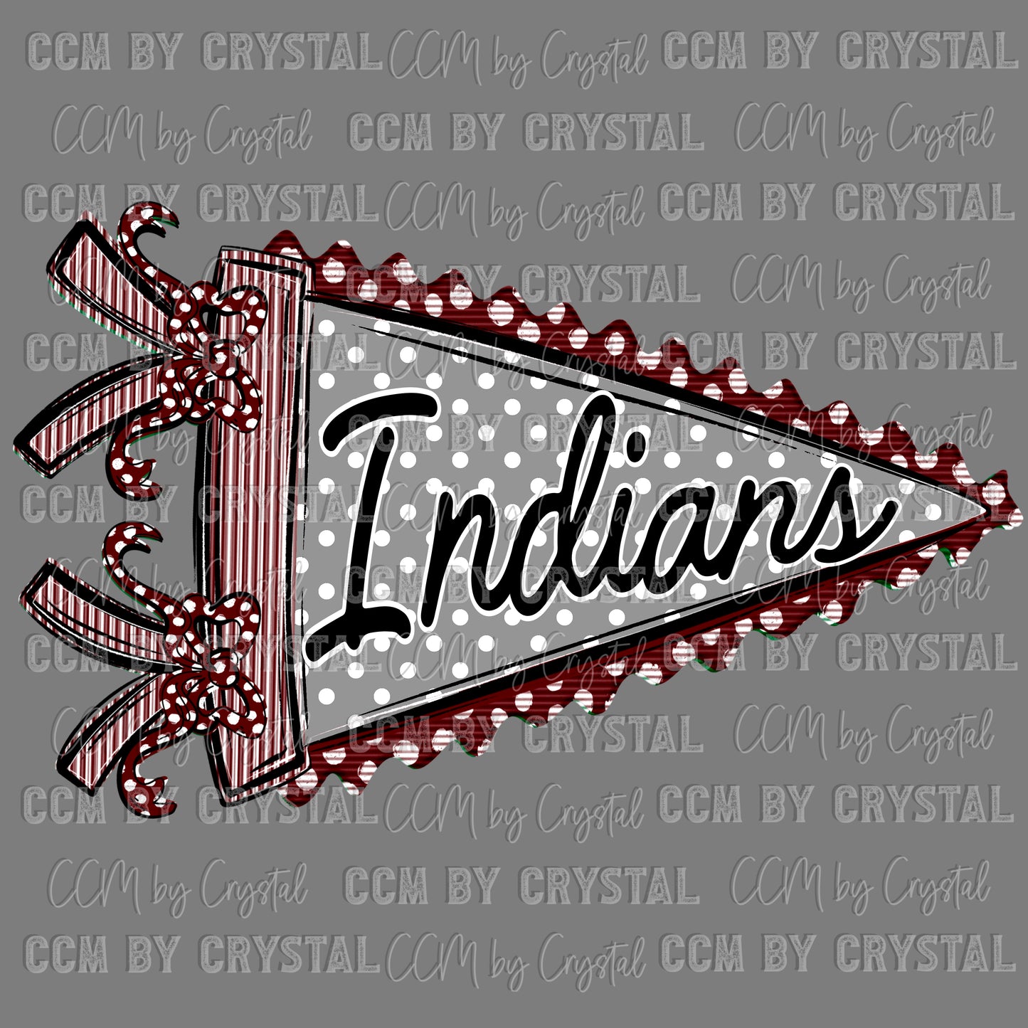 Indians Pennant Maroon Ready to Press Transfer DTF Transfer Sublimation Transfer