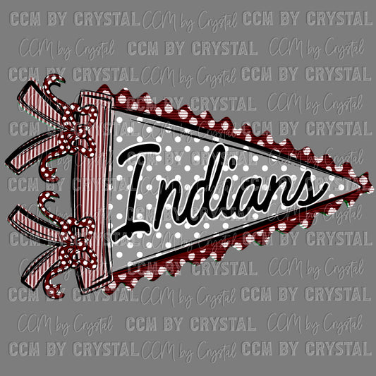 Indians Pennant Maroon Ready to Press Transfer DTF Transfer Sublimation Transfer