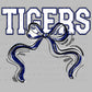 Tigers Bow Navy White and Grey Mascot Ready to Press Transfer DTF Transfer Sublimation Transfer