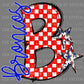 B Broncos Red and Blue Checkered Mascot Ready to Press Transfer DTF Transfer Sublimation Transfer