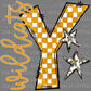 Y Wildcats Gold Checkered Mascot Ready to Press Transfer DTF Transfer Sublimation Transfer