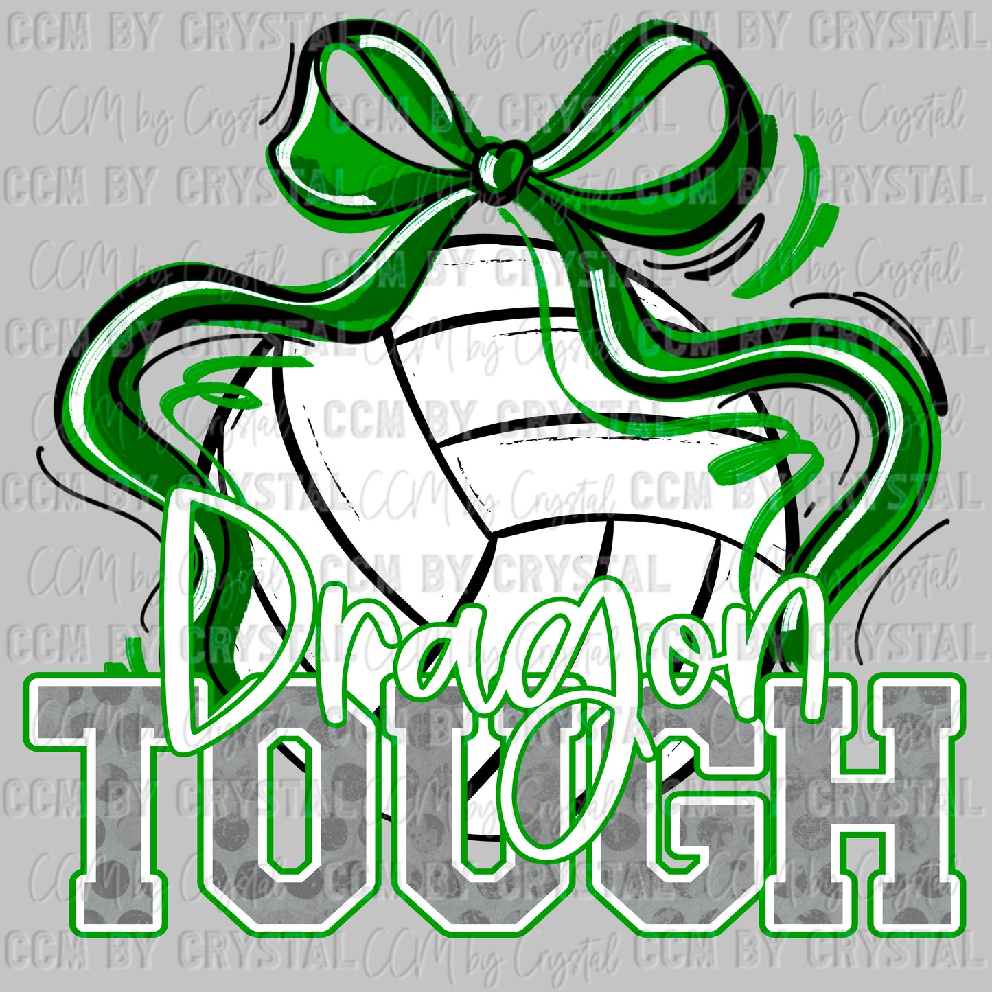 Dragon Tough Volleyball Green Mascot Ready to Press Transfer DTF Transfer Sublimation Transfer