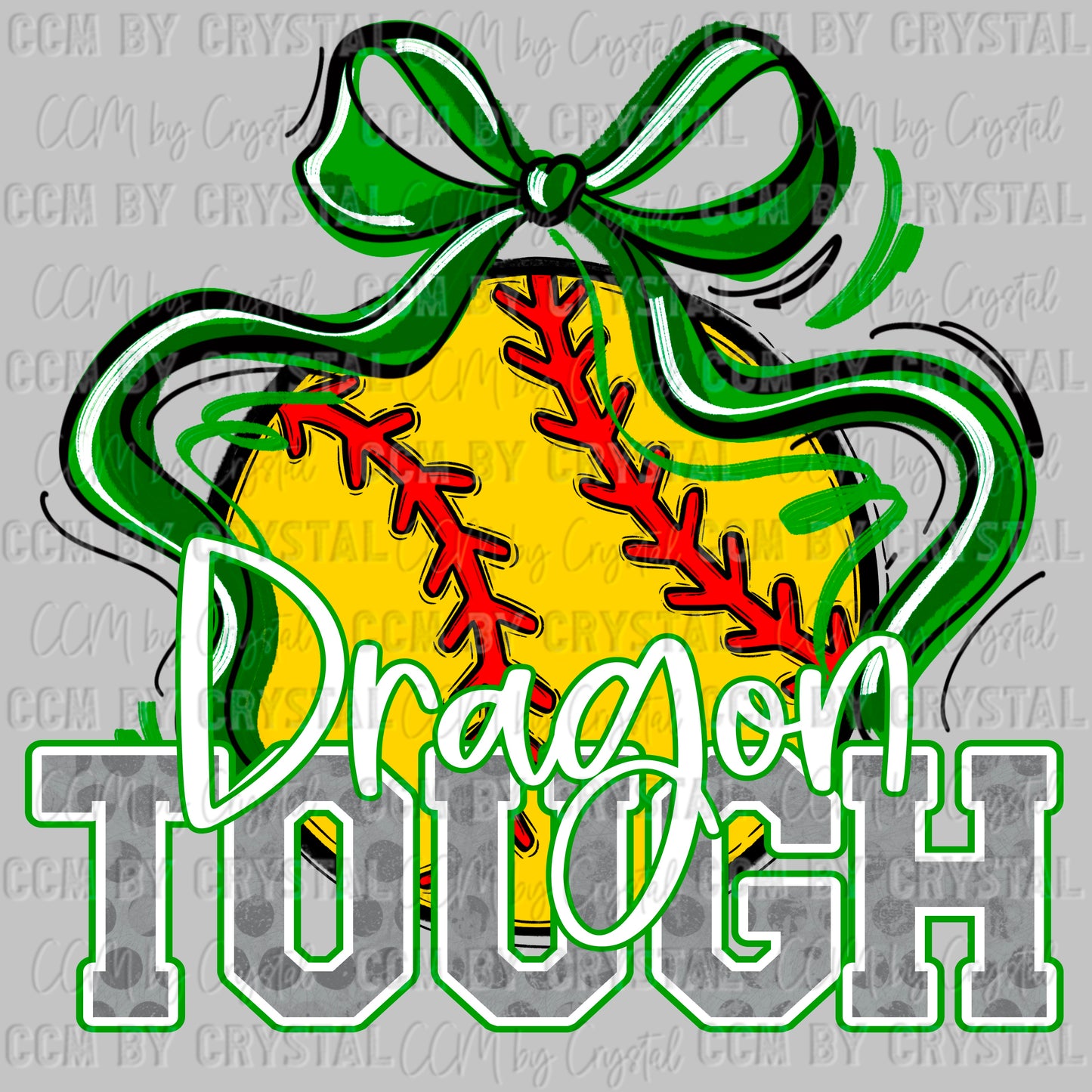 Dragon Tough Softball Green Mascot Ready to Press Transfer DTF Transfer Sublimation Transfer