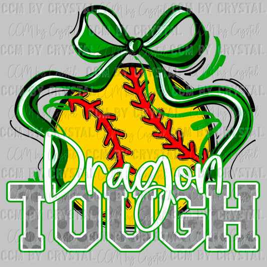 Dragon Tough Softball Green Mascot Ready to Press Transfer DTF Transfer Sublimation Transfer