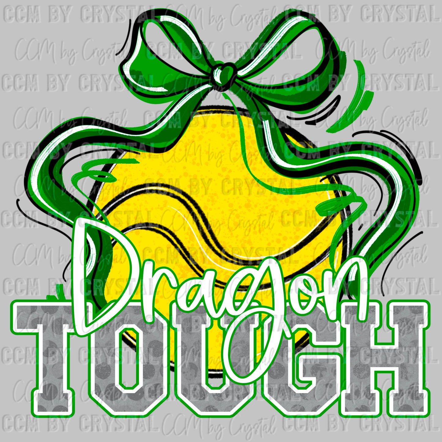 Dragon Tough Tennis Green Mascot Ready to Press Transfer DTF Transfer Sublimation Transfer