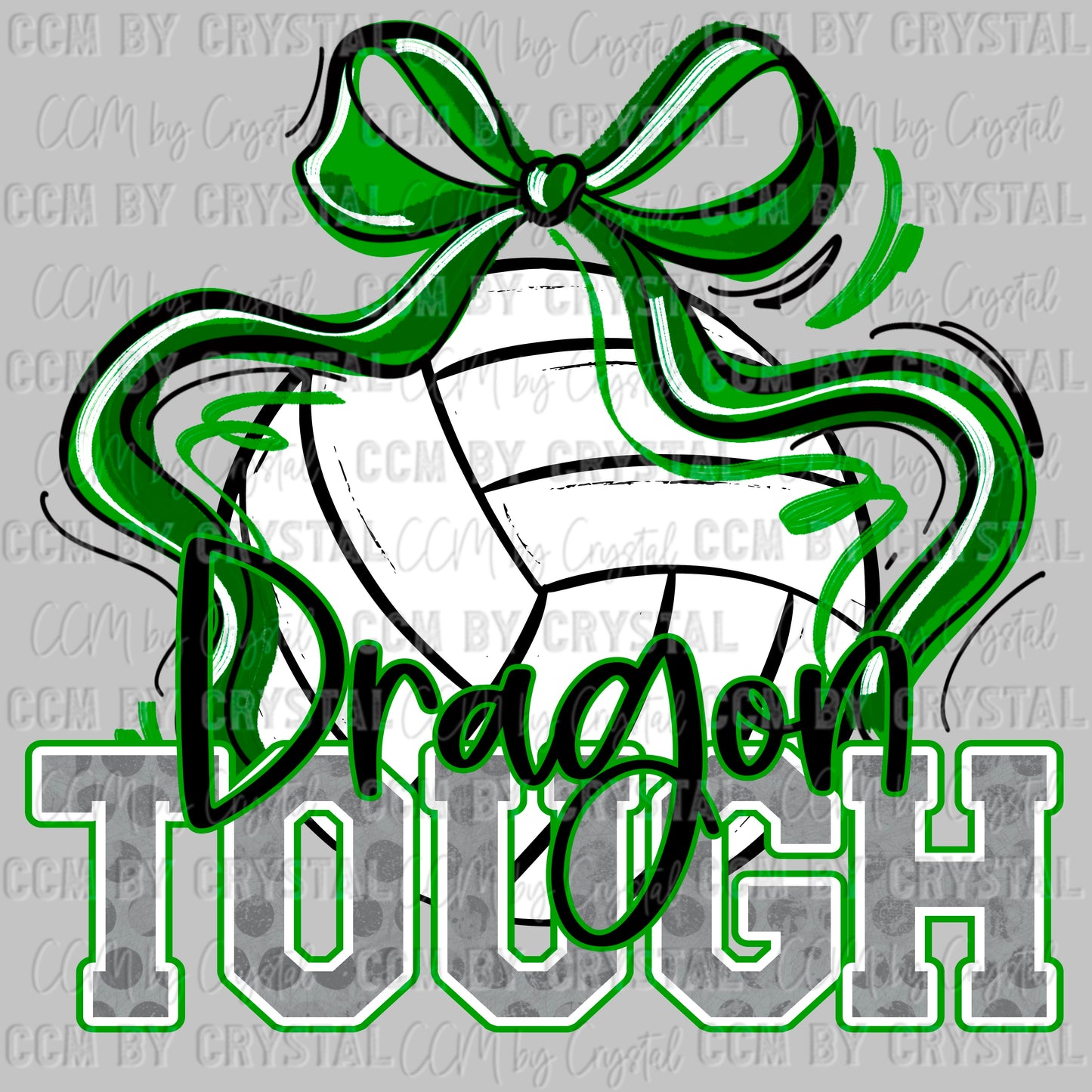 Dragon Tough Volleyball Green Mascot Ready to Press Transfer DTF Transfer Sublimation Transfer