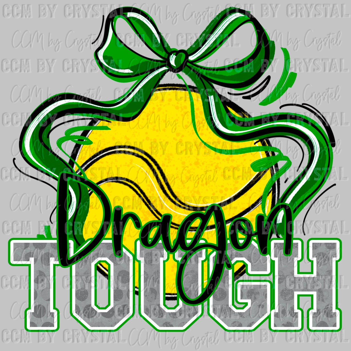 Dragon Tough Tennis Green Mascot Ready to Press Transfer DTF Transfer Sublimation Transfer