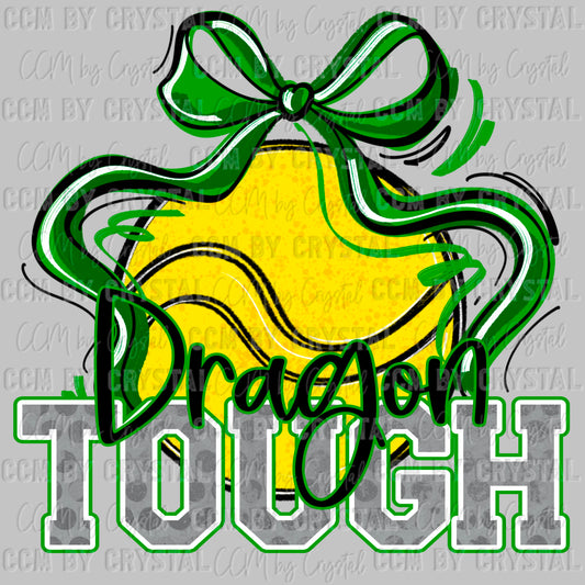 Dragon Tough Tennis Green Mascot Ready to Press Transfer DTF Transfer Sublimation Transfer