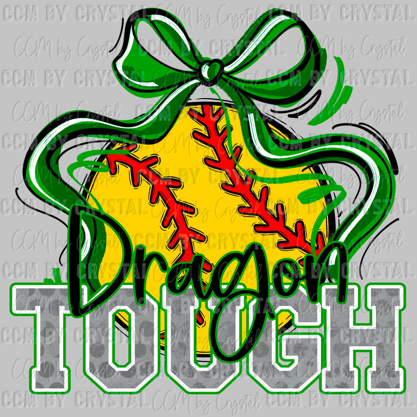 Dragon Tough Softball Green Mascot Ready to Press Transfer DTF Transfer Sublimation Transfer
