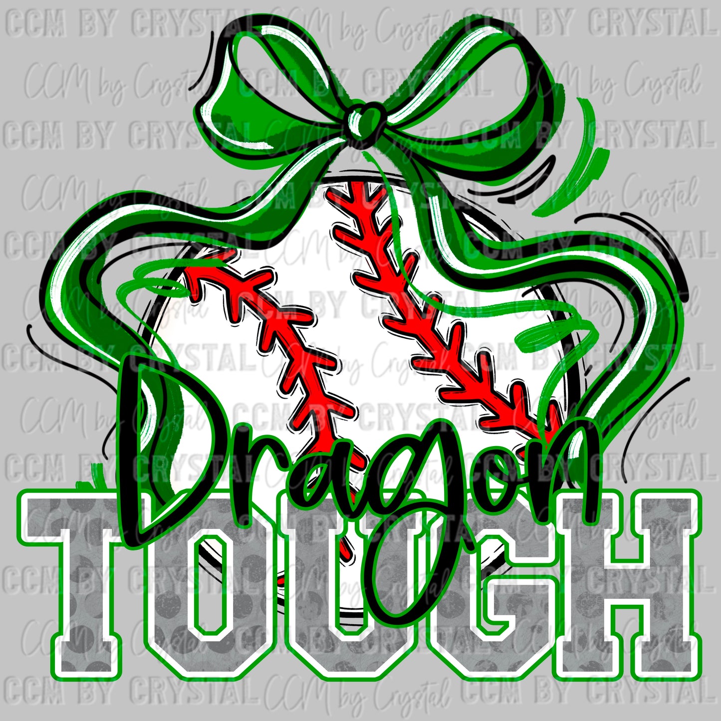 Dragon Tough Baseball Green Mascot Ready to Press Transfer DTF Transfer Sublimation Transfer