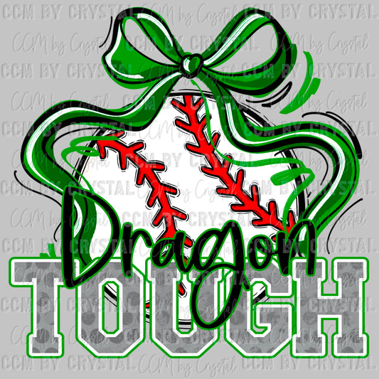 Dragon Tough Baseball Green Mascot Ready to Press Transfer DTF Transfer Sublimation Transfer