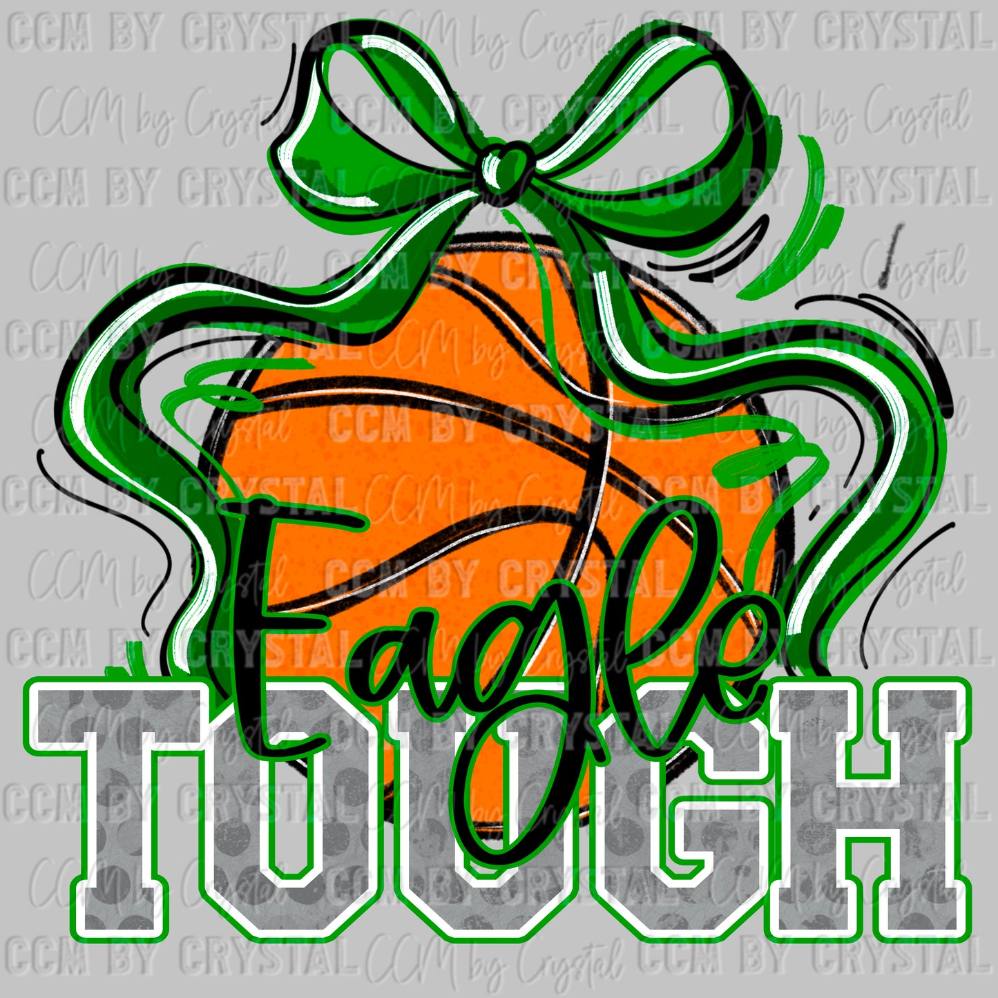 Eagle Tough Basketball Green Mascot Ready to Press Transfer DTF Transfer Sublimation Transfer