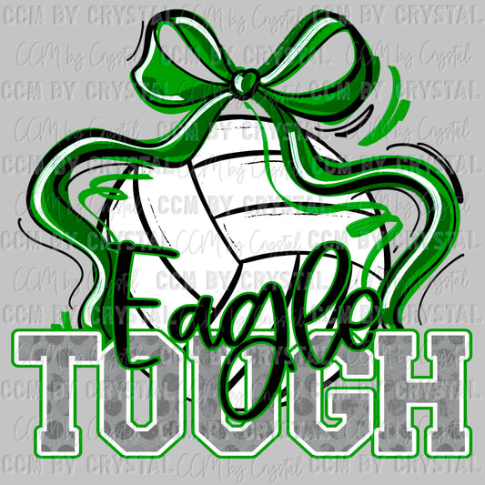 Eagle Tough Volleyball Green Mascot Ready to Press Transfer DTF Transfer Sublimation Transfer