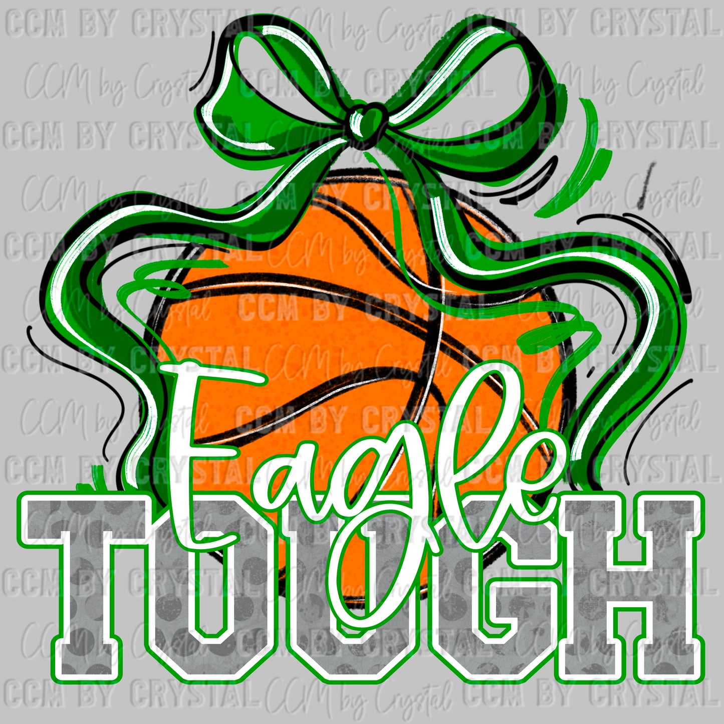 Eagle Tough Basketball Green Mascot Ready to Press Transfer DTF Transfer Sublimation Transfer