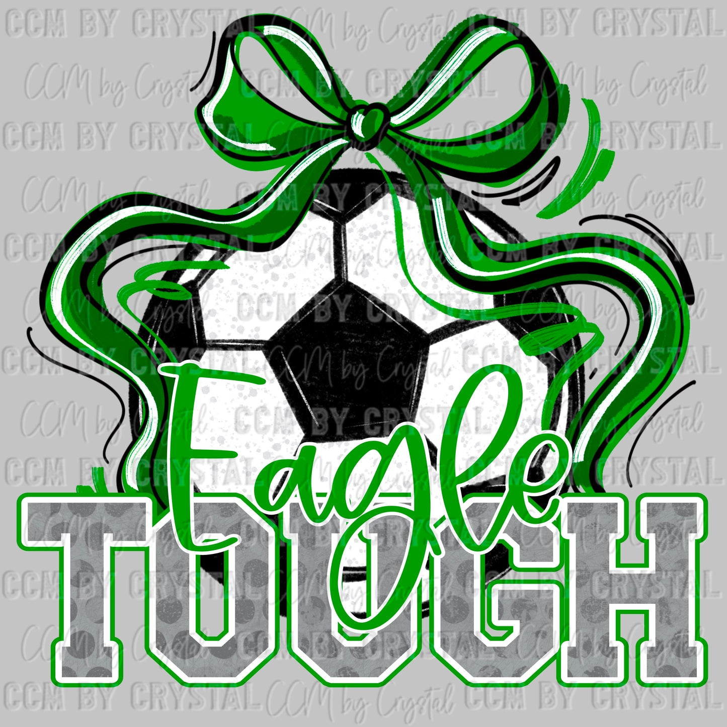 Eagle Tough Soccer Green Mascot Ready to Press Transfer DTF Transfer Sublimation Transfer