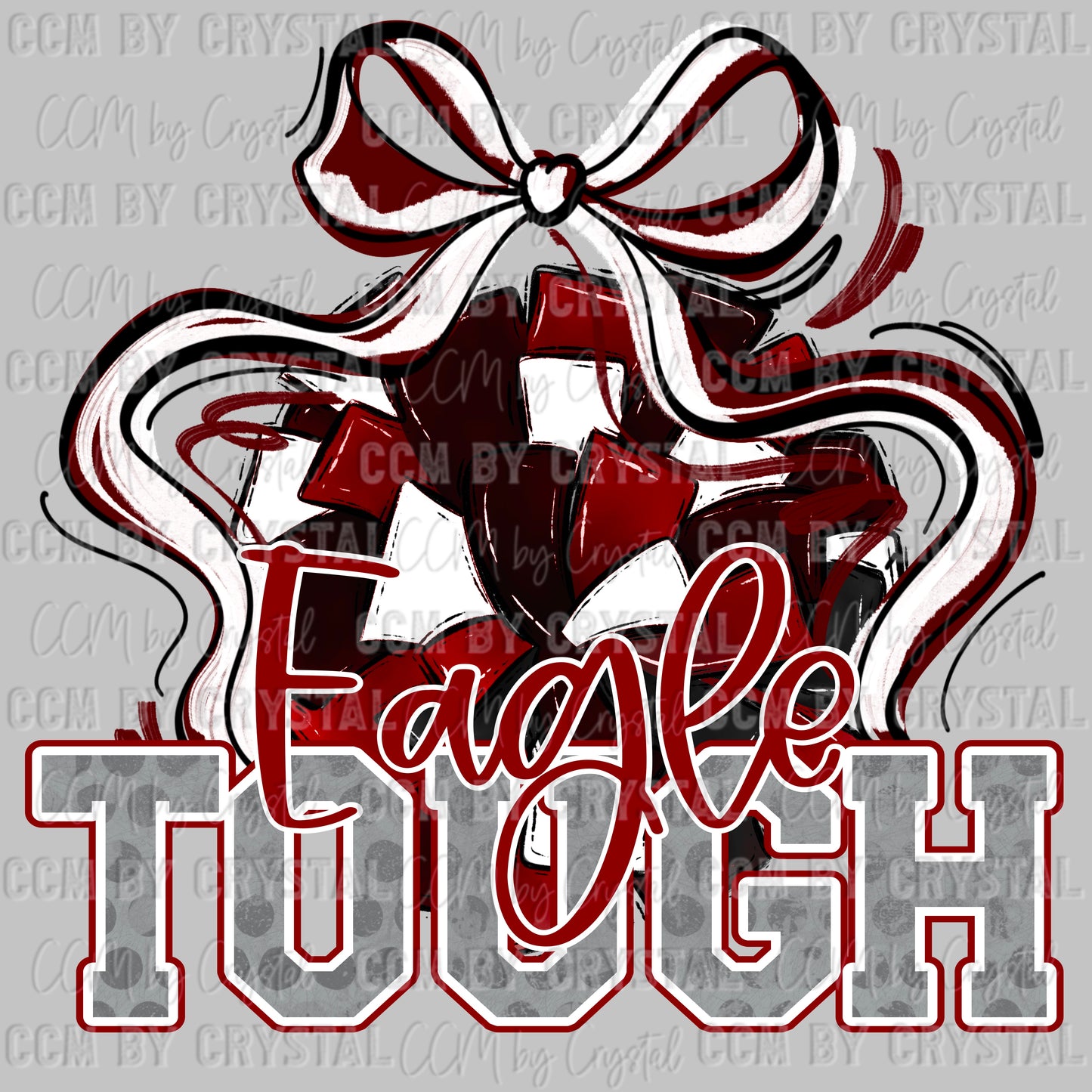 Eagle Tough Cheer Pom Pom Maroon Mascot Ready to Press Transfer DTF Transfer Sublimation Transfer