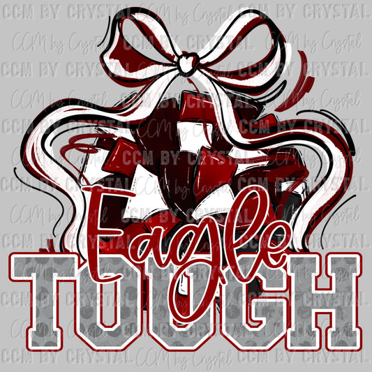 Eagle Tough Cheer Pom Pom Maroon Mascot Ready to Press Transfer DTF Transfer Sublimation Transfer