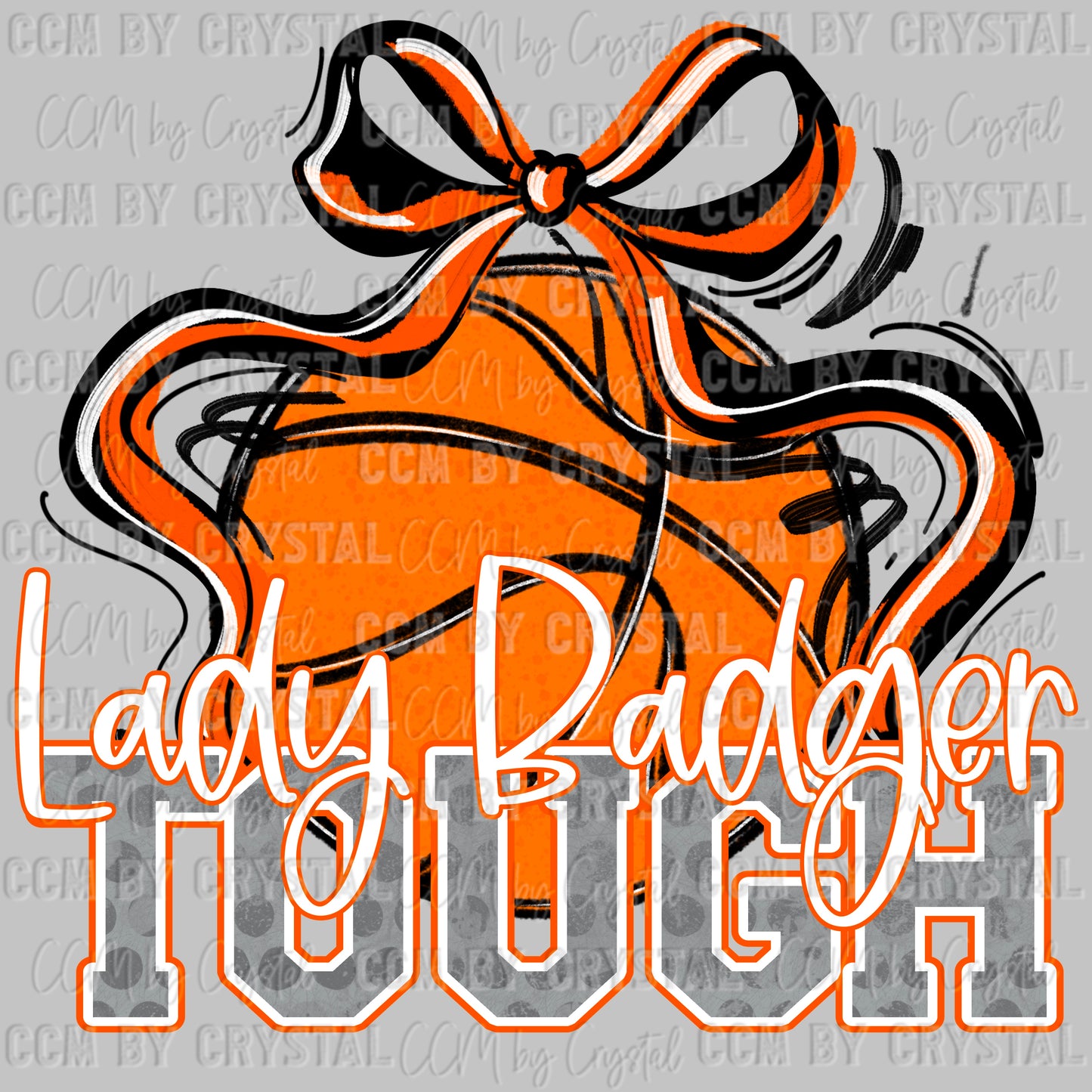 Lady Badger Tough Basketball Orange Mascot Ready to Press Transfer DTF Transfer Sublimation Transfer