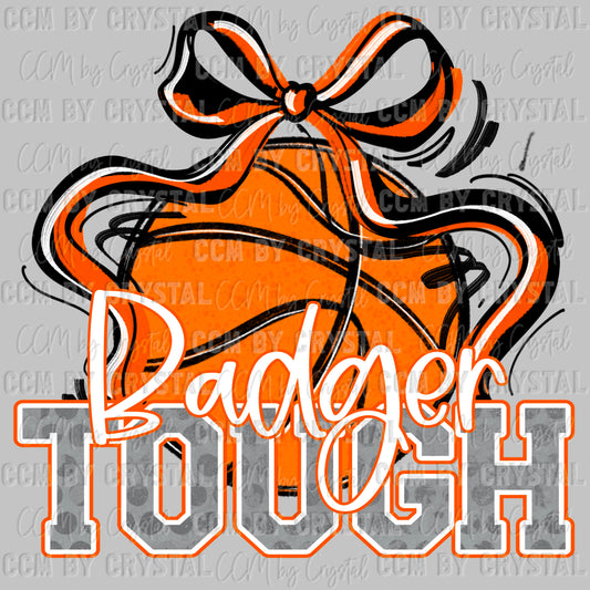 Badger Tough Basketball Orange Mascot Ready to Press Transfer DTF Transfer Sublimation Transfer