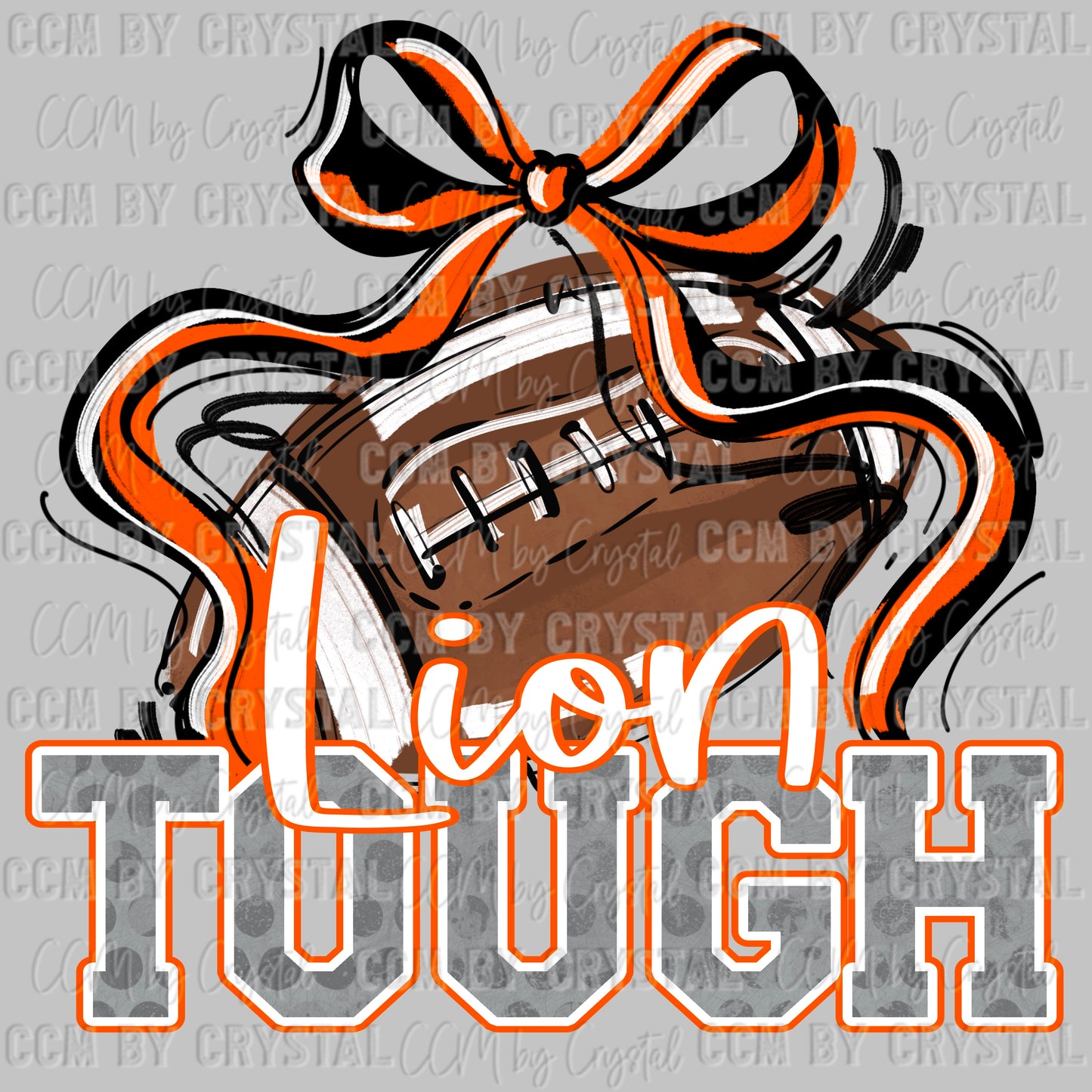 Lion Tough Football Orange Mascot Ready to Press Transfer DTF Transfer Sublimation Transfer